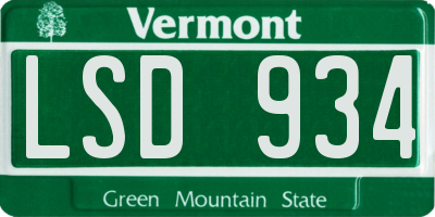 VT license plate LSD934