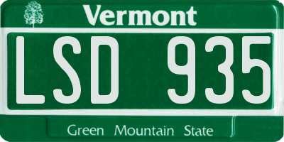 VT license plate LSD935
