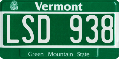 VT license plate LSD938