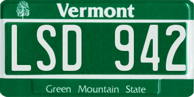 VT license plate LSD942