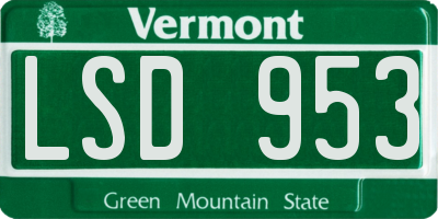 VT license plate LSD953