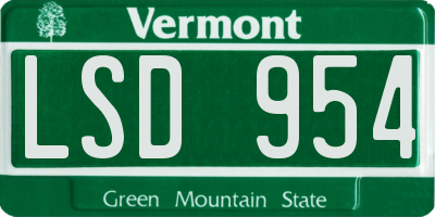 VT license plate LSD954
