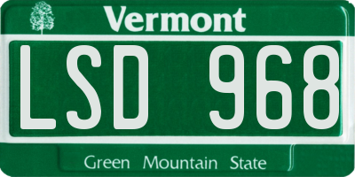 VT license plate LSD968