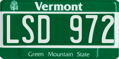 VT license plate LSD972
