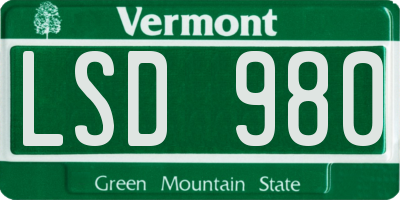 VT license plate LSD980