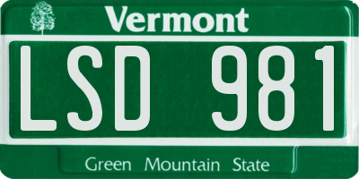 VT license plate LSD981