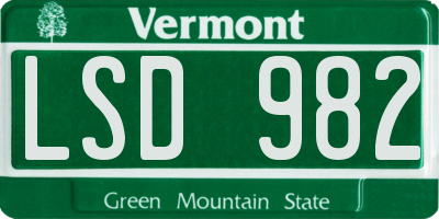 VT license plate LSD982