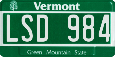 VT license plate LSD984