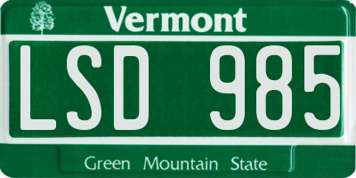 VT license plate LSD985