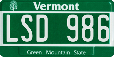 VT license plate LSD986