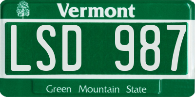 VT license plate LSD987
