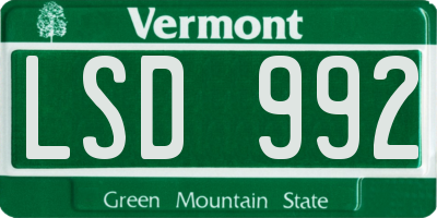 VT license plate LSD992