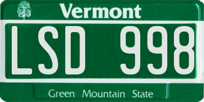 VT license plate LSD998