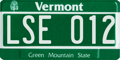 VT license plate LSE012