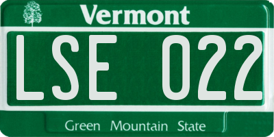 VT license plate LSE022