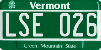 VT license plate LSE026