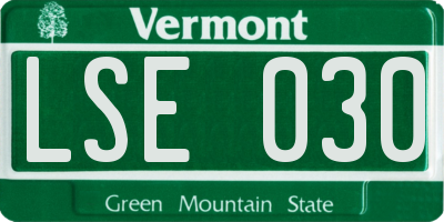 VT license plate LSE030