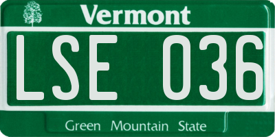 VT license plate LSE036