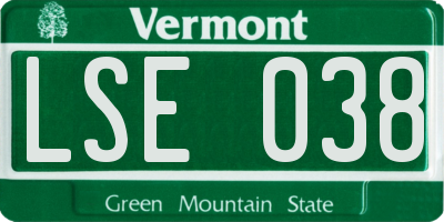 VT license plate LSE038