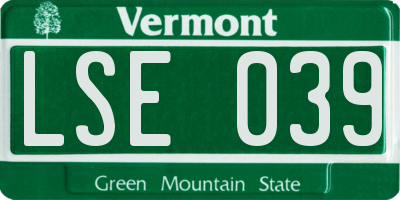 VT license plate LSE039