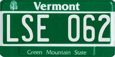 VT license plate LSE062