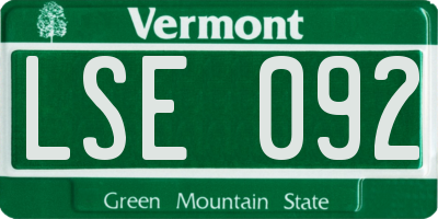 VT license plate LSE092