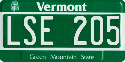 VT license plate LSE205