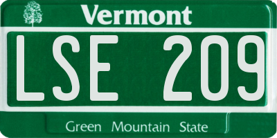 VT license plate LSE209