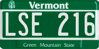 VT license plate LSE216