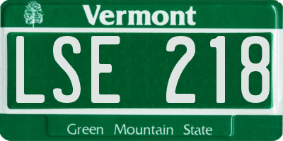 VT license plate LSE218