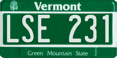 VT license plate LSE231