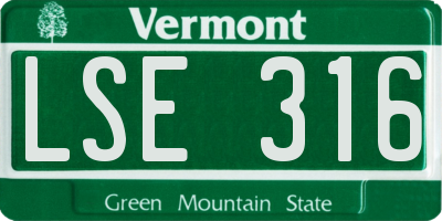VT license plate LSE316