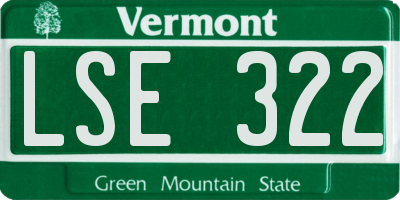 VT license plate LSE322