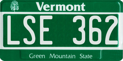 VT license plate LSE362