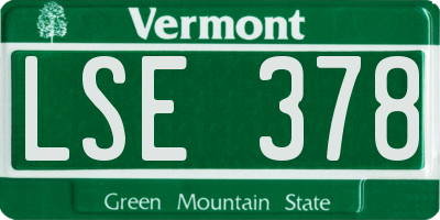 VT license plate LSE378