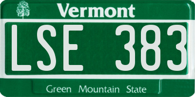VT license plate LSE383