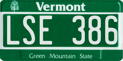 VT license plate LSE386