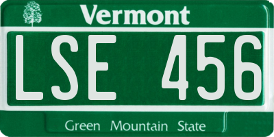 VT license plate LSE456