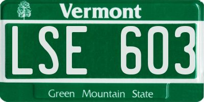 VT license plate LSE603