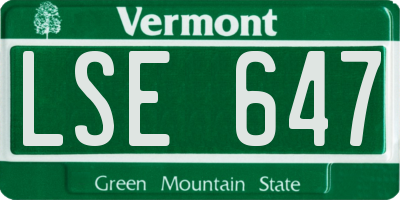 VT license plate LSE647