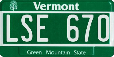 VT license plate LSE670