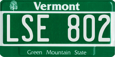 VT license plate LSE802