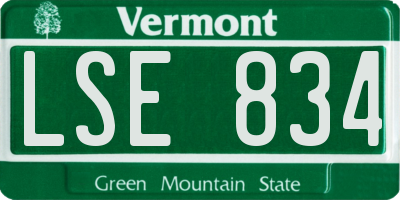 VT license plate LSE834