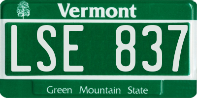 VT license plate LSE837
