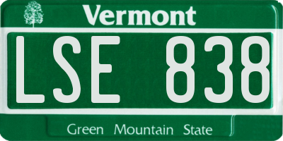 VT license plate LSE838