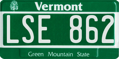 VT license plate LSE862