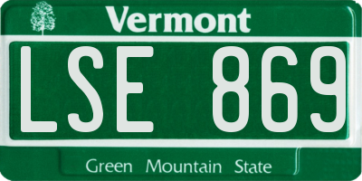 VT license plate LSE869