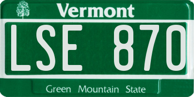 VT license plate LSE870