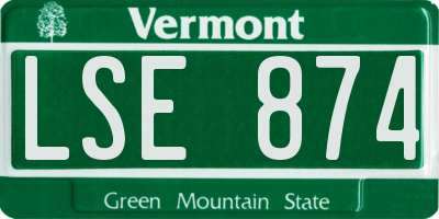 VT license plate LSE874