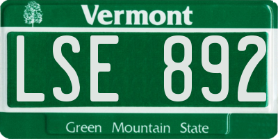VT license plate LSE892